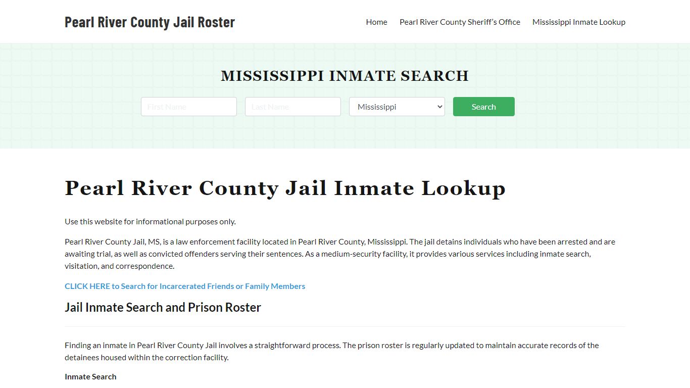 Pearl River County Jail Roster Lookup, MS, Inmate Search