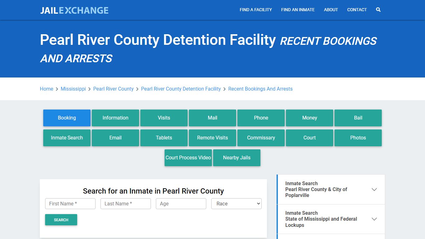 Pearl River County Detention Facility Recent Bookings And Arrests