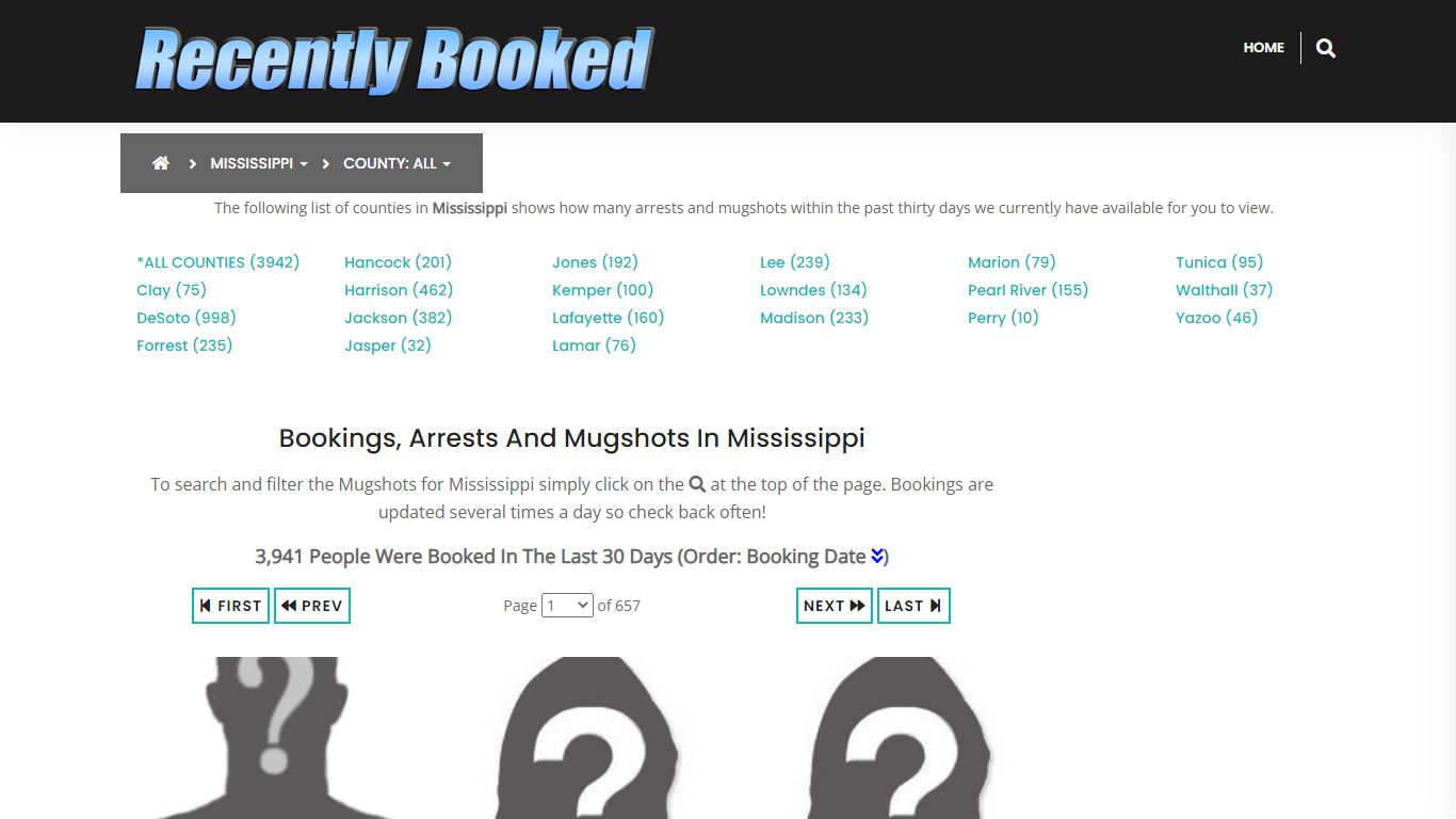 Bookings, Arrests and Mugshots in Pearl River County, Mississippi